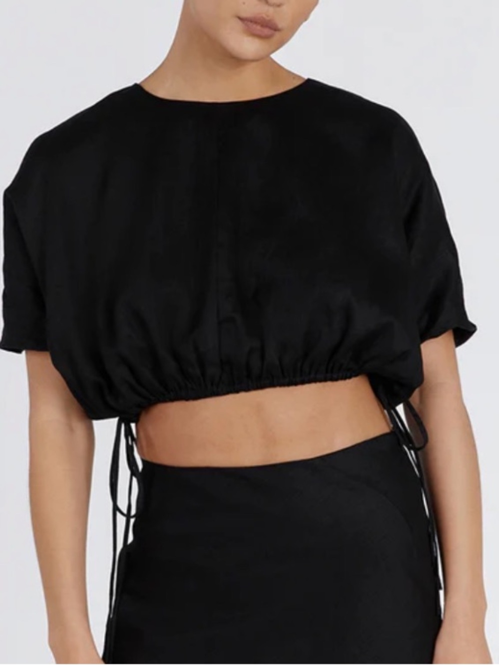 DISSH NWOT Black Linen Georgina Cropped Top